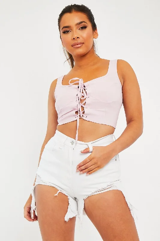 Lilac Crepe Corset Bralet Top - Judie