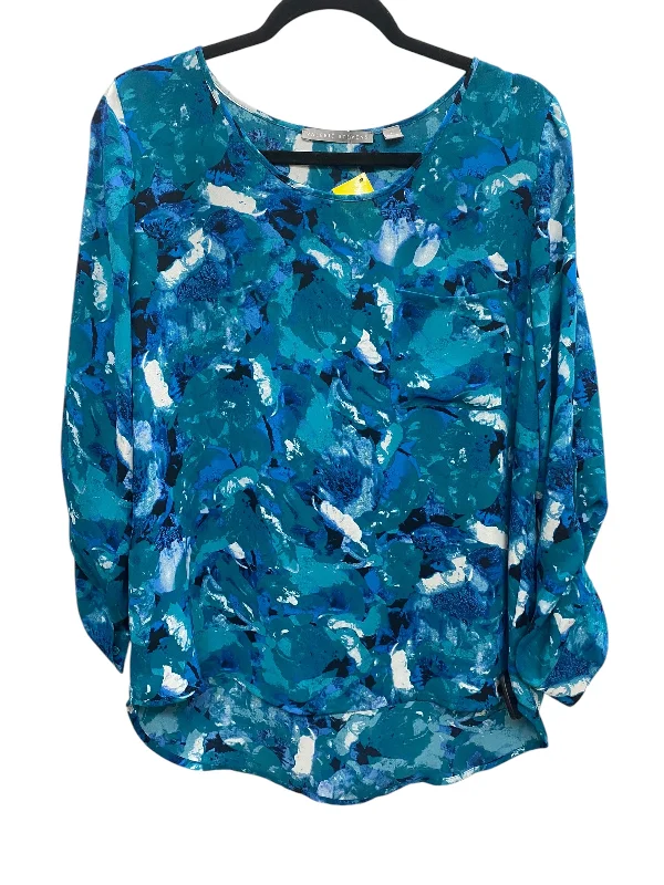 Top Long Sleeve By Valerie Stevens In Teal, Size: L