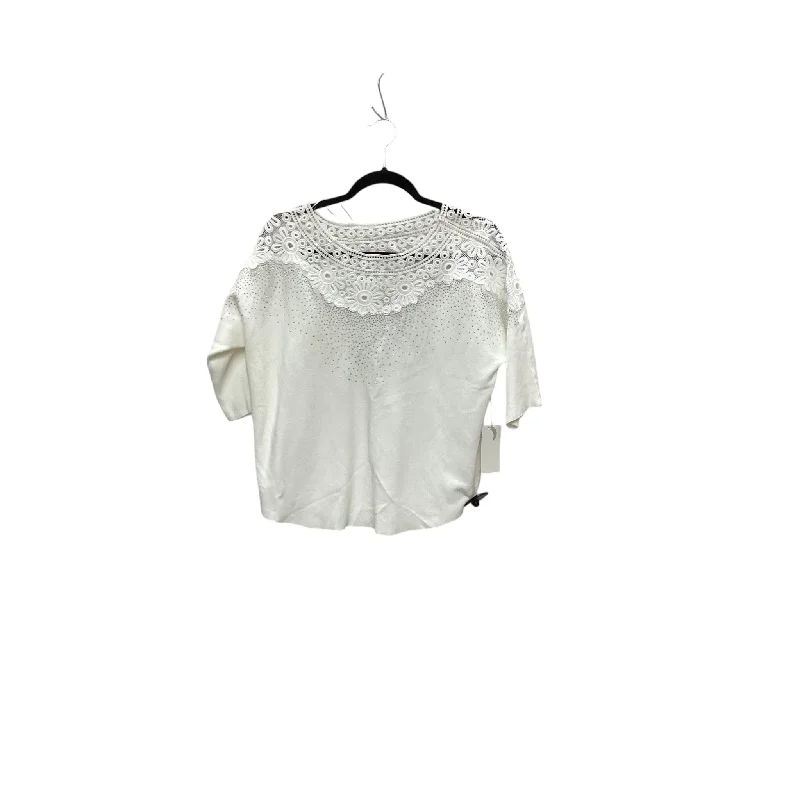 Sweater Short Sleeve By Clothes Mentor In White, Size: S