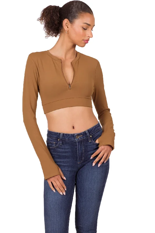 Zenana Athletic Half Zip Crop Top NST-6048A