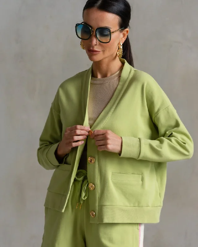 Court Interlock Cardigan Palm Green