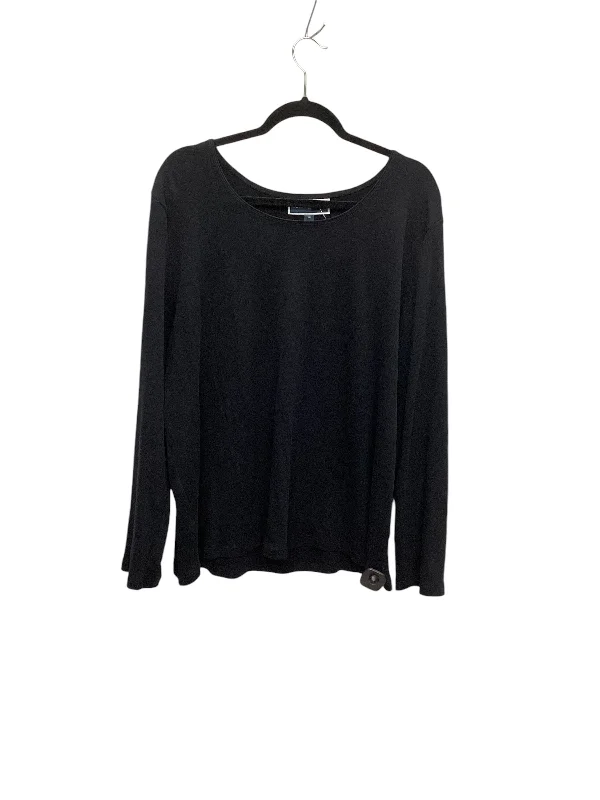 Top Long Sleeve Basic By Karen Scott In Black, Size: Xxl