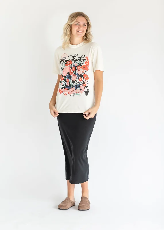 Give Thanks to Him Floral Graphic Christian Tee - FINAL SALE