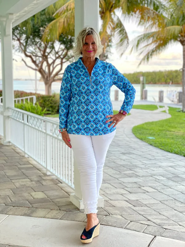 BAHAMA BLUE TURTLE HALF ZIPPER