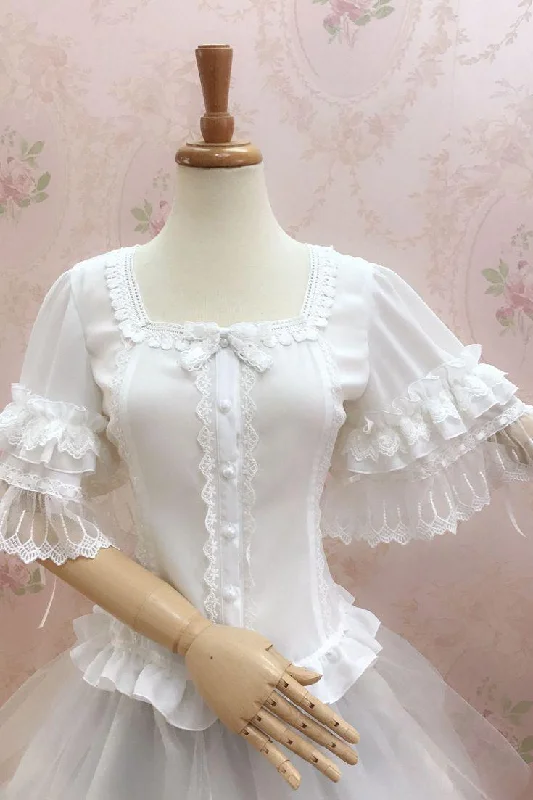 YIlia~Summer Lace Short Sleeve Lolita Blouse