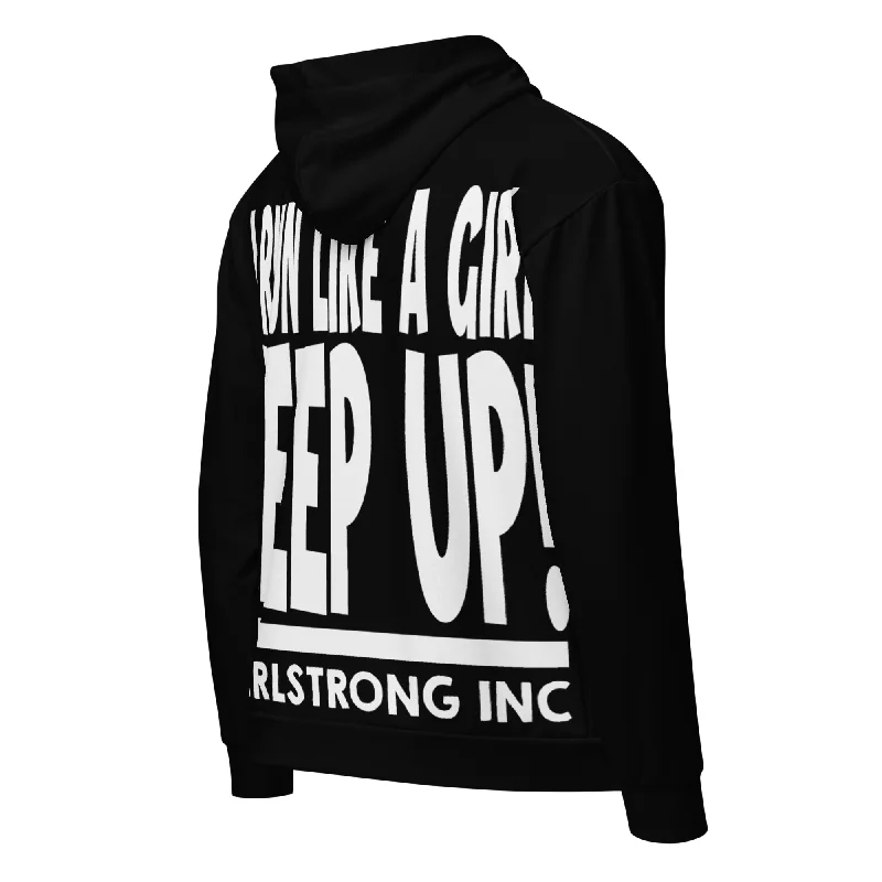 GS GRAPHIX ZIP HOODIE BLACK - I RUN LIKE A GIRL KEEP UP