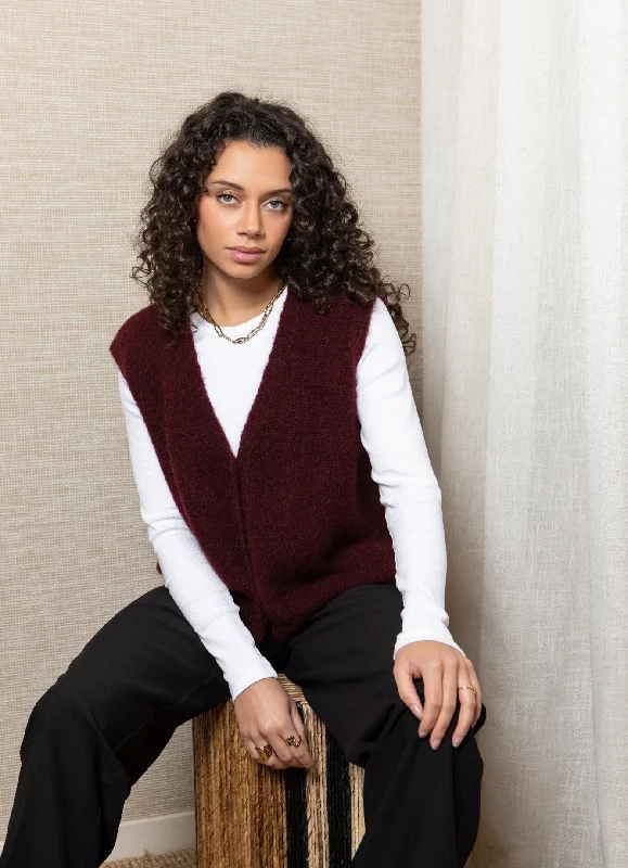 Quick Sale TILTIL Monica Gilet Burgundy One Size