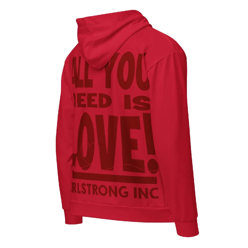 GS GRAPHIX ZIP HOODIE RED - ALL YOU NEED IS LOVE